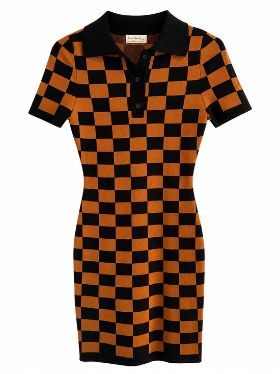 Love Always Dresses & Skirts - Love Always 🧡🖤 Black and Orange Checker Dress